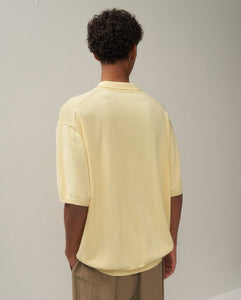 COTTON WASHI KNIT HALF SLEEVE POLO SWEATER