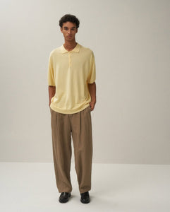 COTTON WASHI KNIT HALF SLEEVE POLO SWEATER