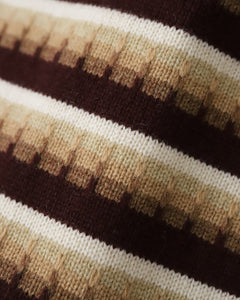 V NECK WIDE THREE D KNIT BROWN MIX