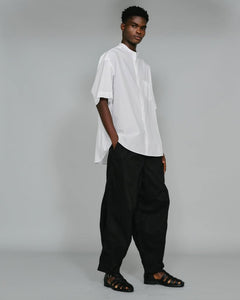 BROAD S/S OVERSIZED BAND COLLAR SHIRT