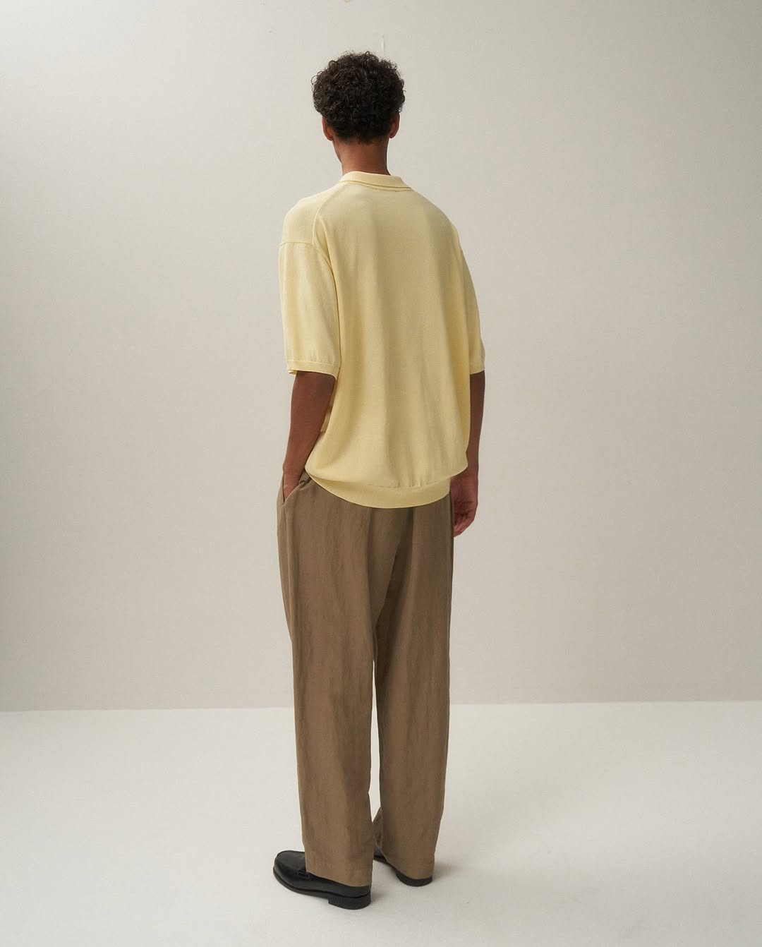 COTTON WASHI KNIT HALF SLEEVE POLO SWEATER