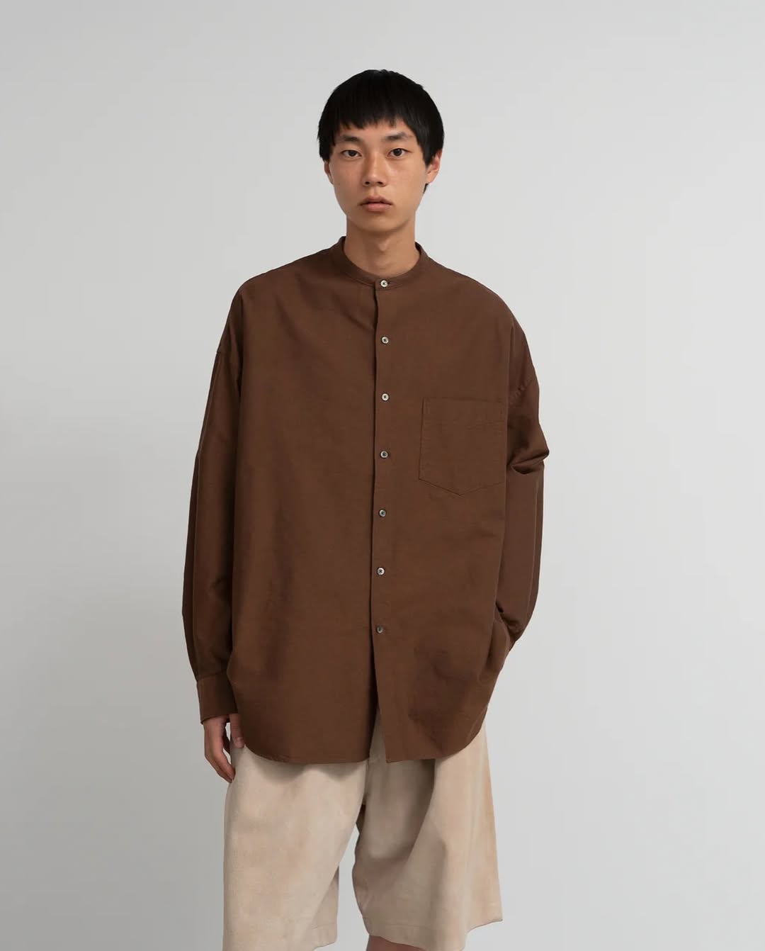 OXFORD OVERSIZED BAND COLLAR SHIRT