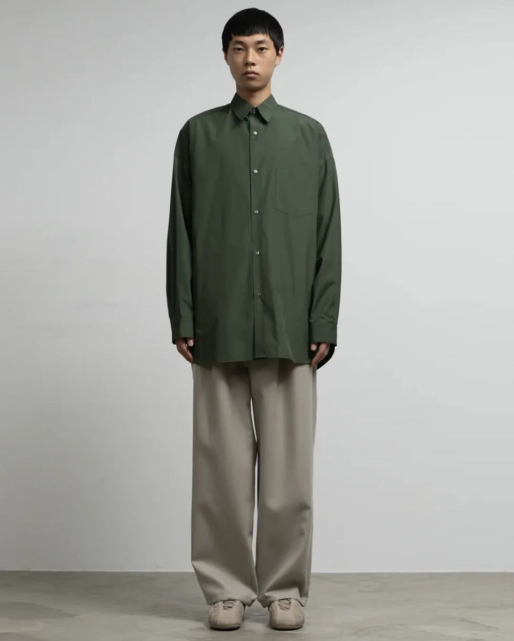 SILICON POPLIN OVERSIZED REGULAR COLLAR SHIRT