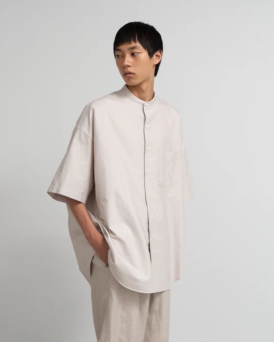 OXFORD OVERSIZED S/S BAND COLLAR SHIRT