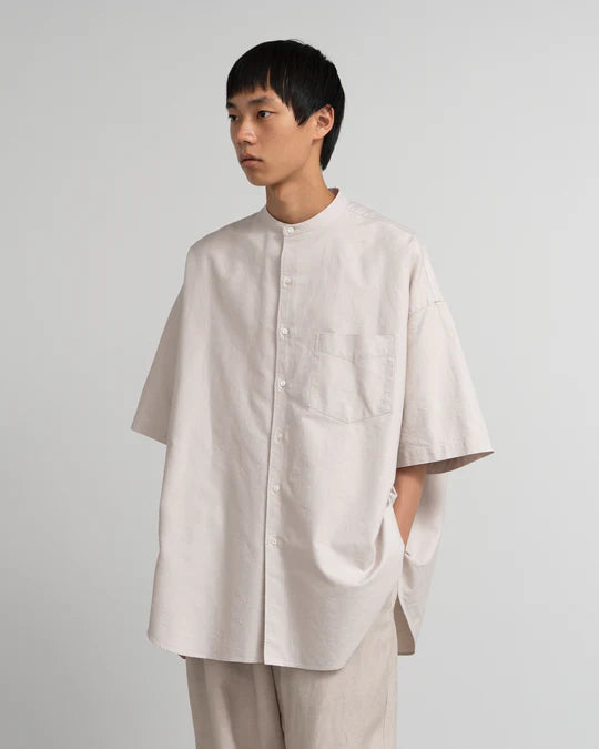 OXFORD OVERSIZED S/S BAND COLLAR SHIRT
