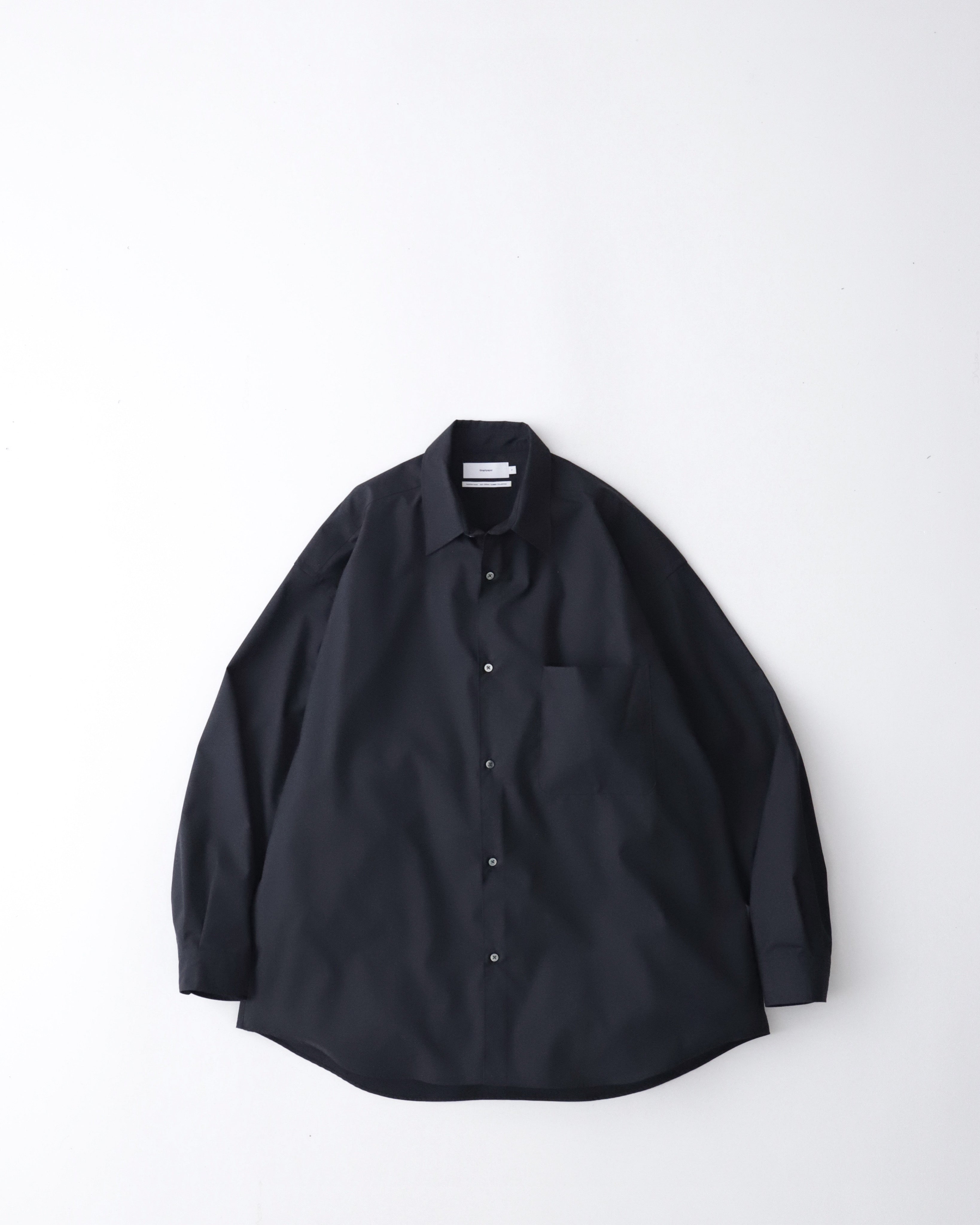 Graphpaper FINE WOOL TROPICAL L/S OVERSIZED BAND COLLAR SHIRT ...