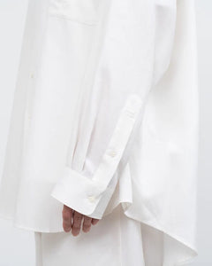 LINEN CUPRO OVERSIZED BAND COLLAR SHIRT