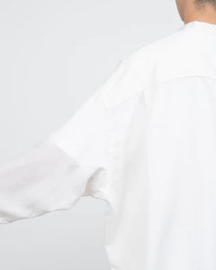 LINEN CUPRO OVERSIZED BAND COLLAR SHIRT