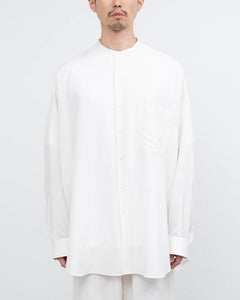 LINEN CUPRO OVERSIZED BAND COLLAR SHIRT